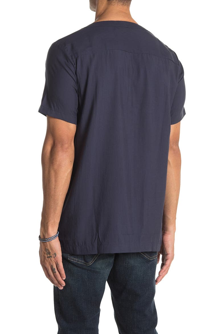 Luca Collarless Regular Fit Shirt, Alternate, color, DEEP NAVY