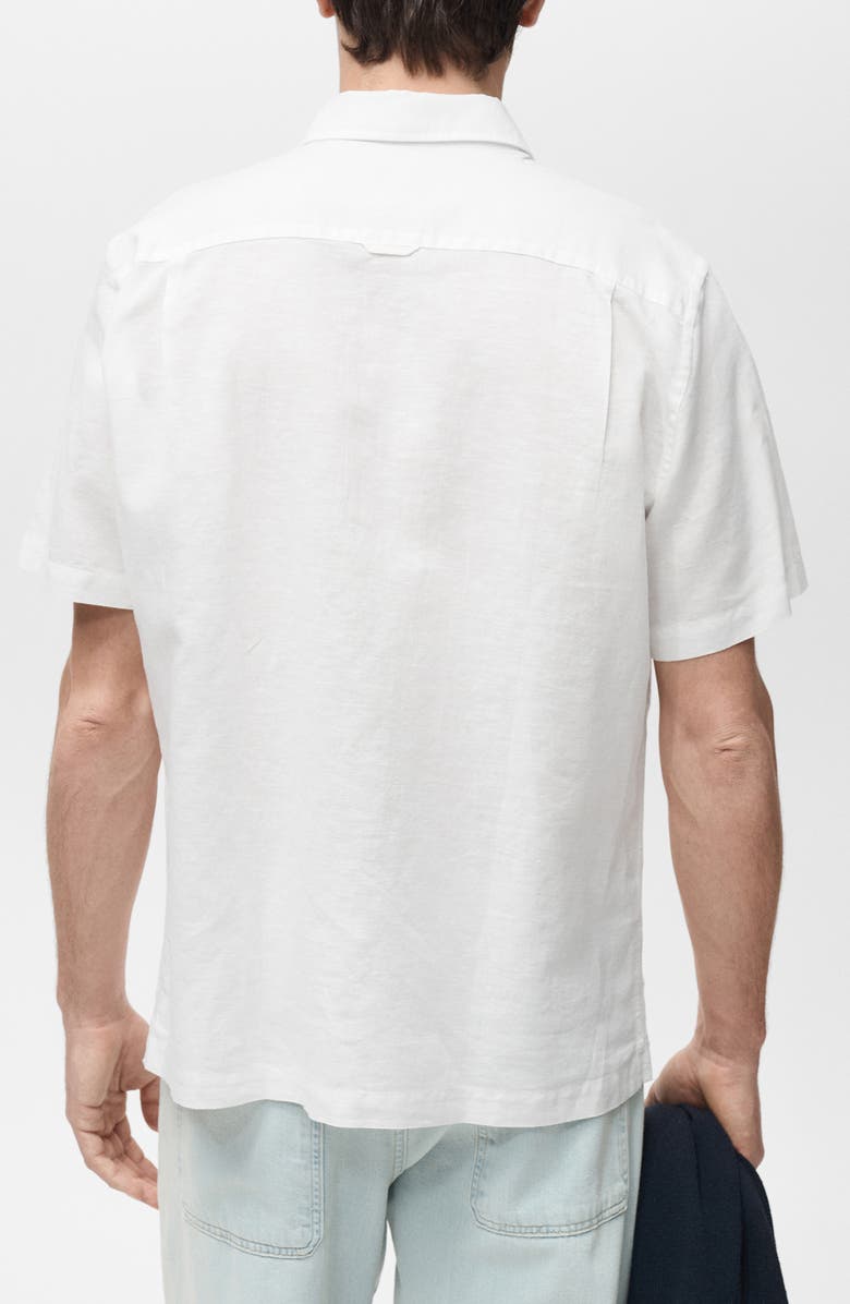 MANGO Regular Fit Linen Blend Button-Up Shirt, Alternate, color,