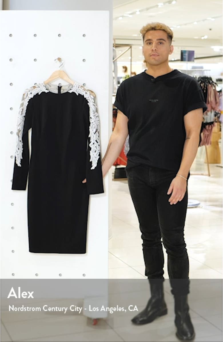 Lace Trim Long Sleeve Cocktail Dress, sales video thumbnail