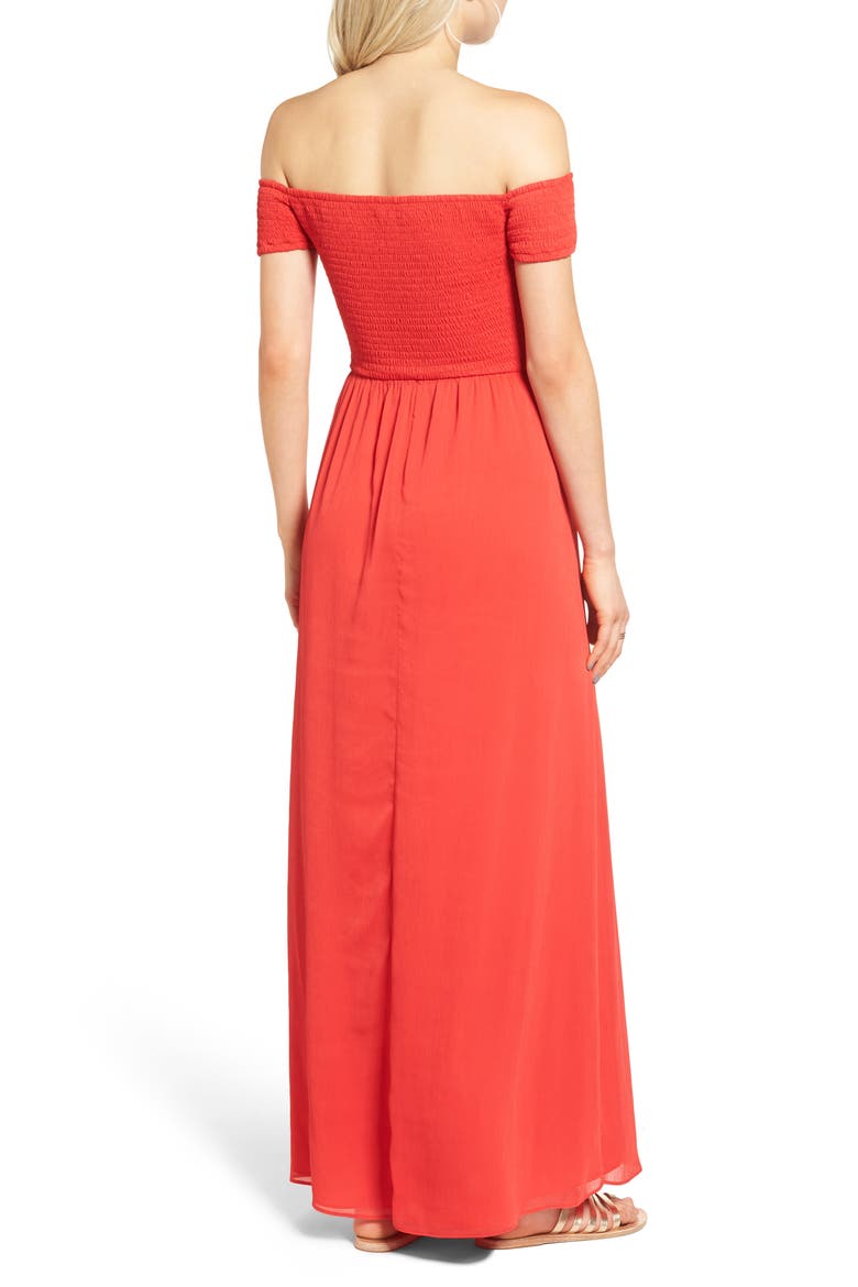 Henderson Off the Shoulder Maxi Dress (Nordstrom Exclusive), Alternate, color, RED