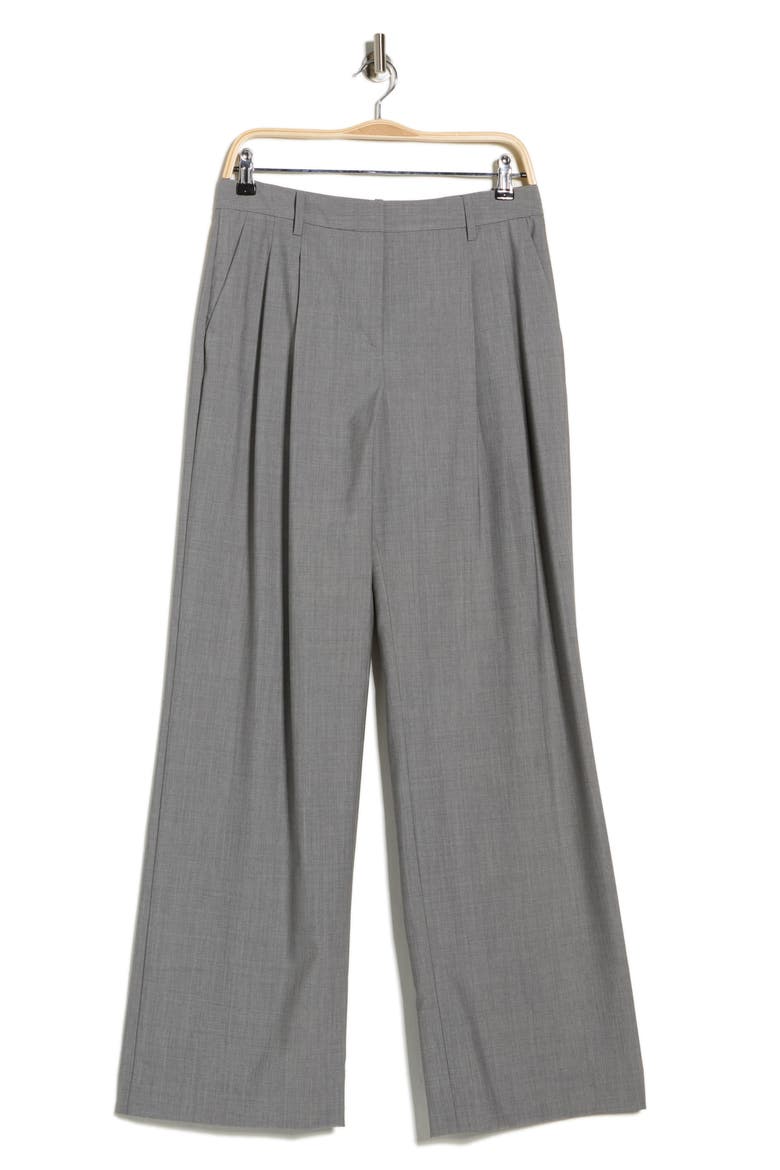 Sulli Pleated Stretch Wool Pants, Alternate, color, MEDIUM HEATHER GREY