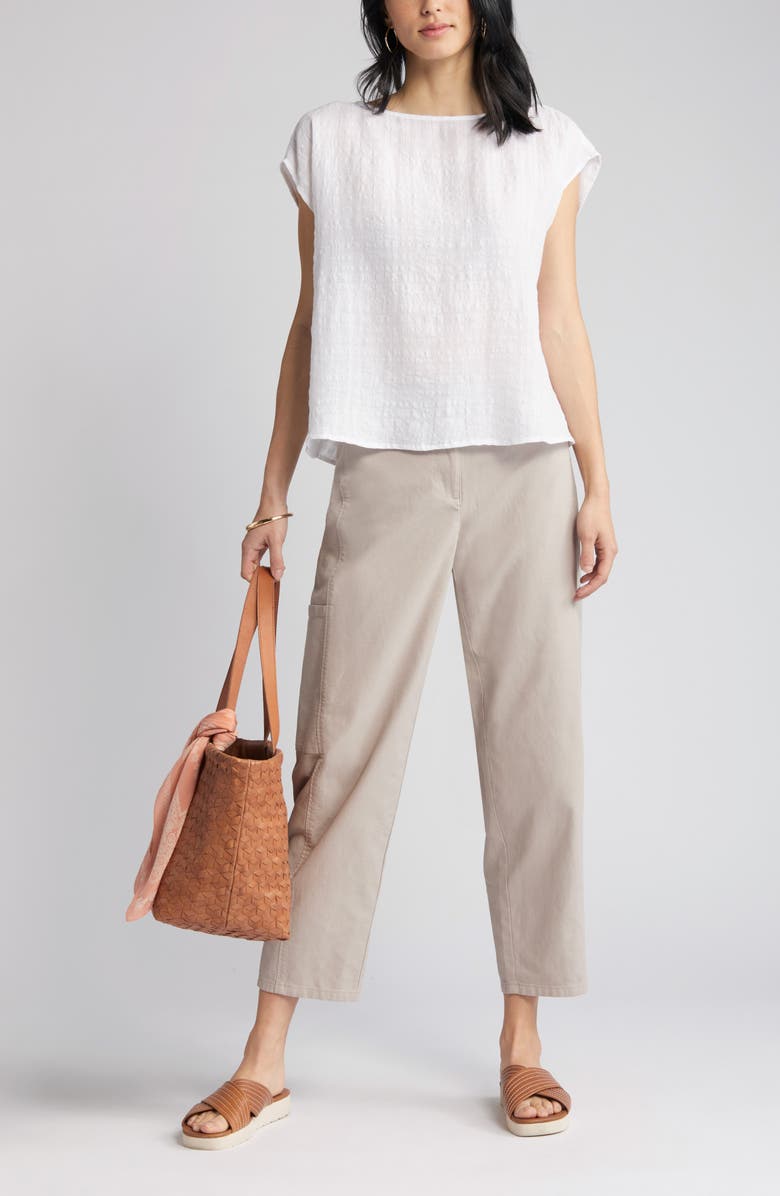 Eileen Fisher Bateau Neck Organic Linen & Cotton Top, Main, color, 