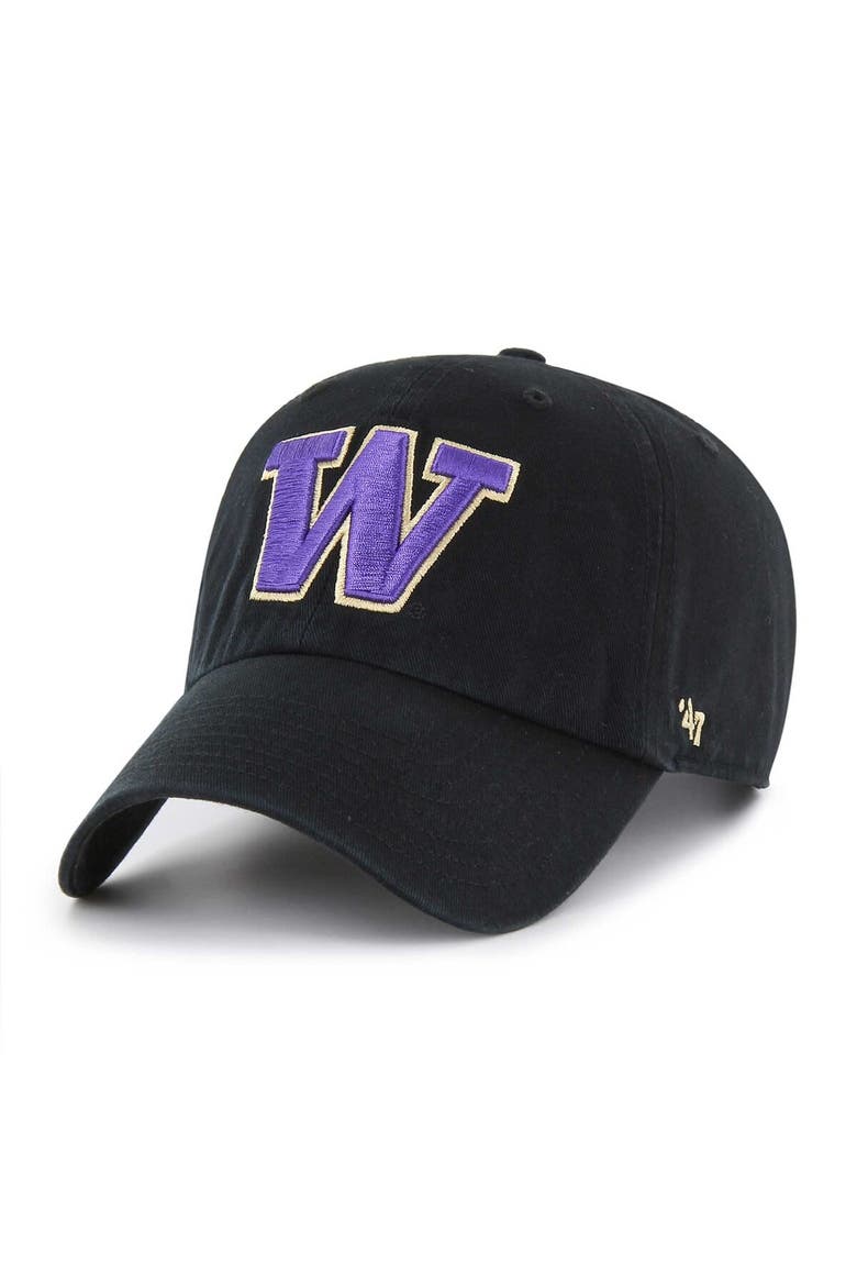 Men's '47 Black Washington Huskies Clean Up Adjustable Hat, Main, color, Black