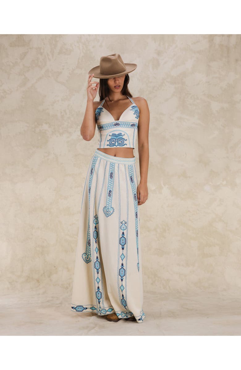 Fortela Nicea Bi-Color Embroidery Skirt, Alternate, color, Off White