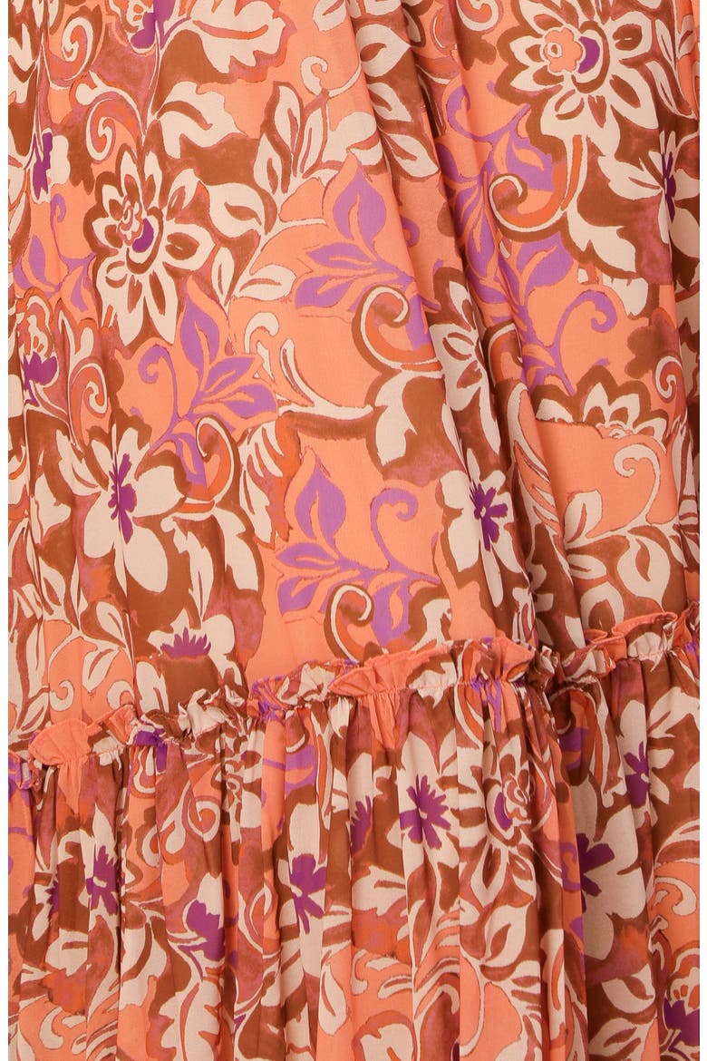 Print Long Sleeve Maxi Dress, Alternate, color, ORANGE/ BROWN/ PURPLE