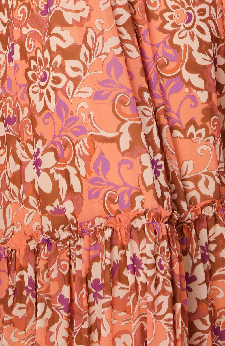 FLYING TOMATO Print Long Sleeve Maxi Dress, Alternate, color, Orange/ Brown/ Purple