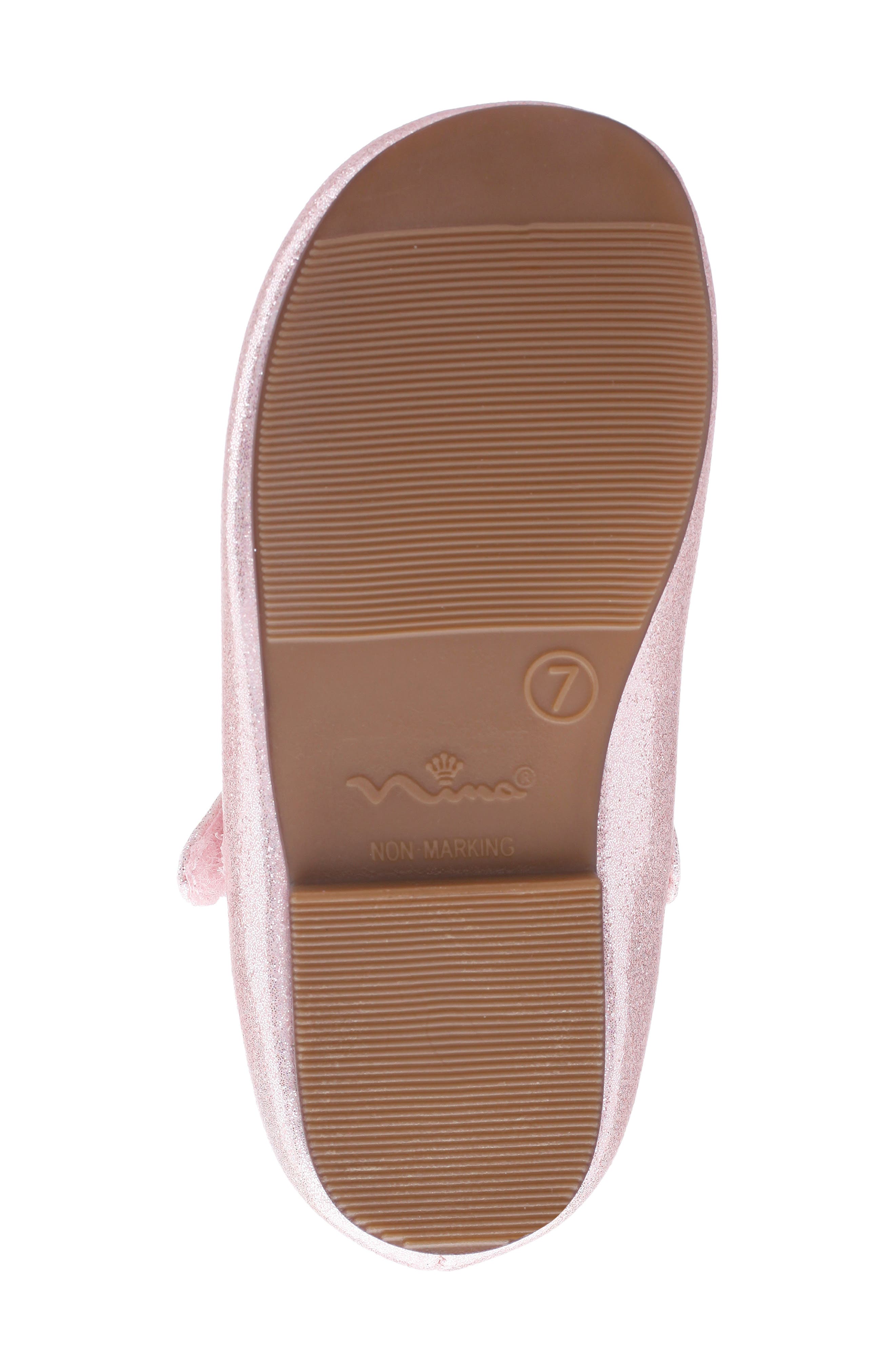 Nina Kids' Bluee Rosette Mary Jane Flat, Alternate, color, Light Pink Shimmer