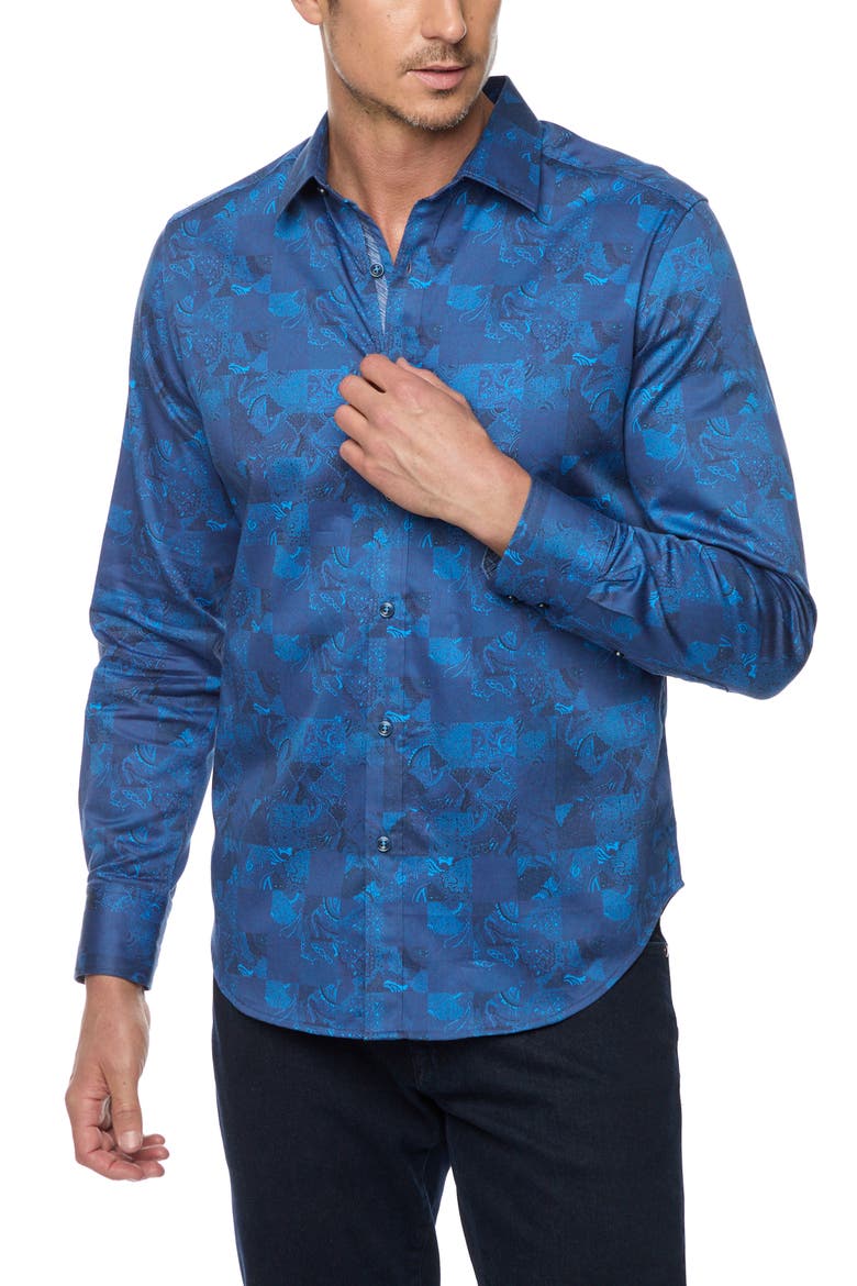 Tourneau Classic Fit Check Cotton Button-Up Shirt, Main, color, SAPPHIRE