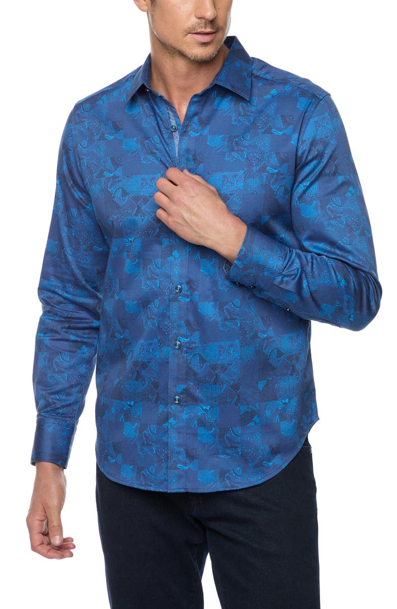 Robert Graham Tourneau Classic Fit Check Cotton Button-Up Shirt, Main, color, 