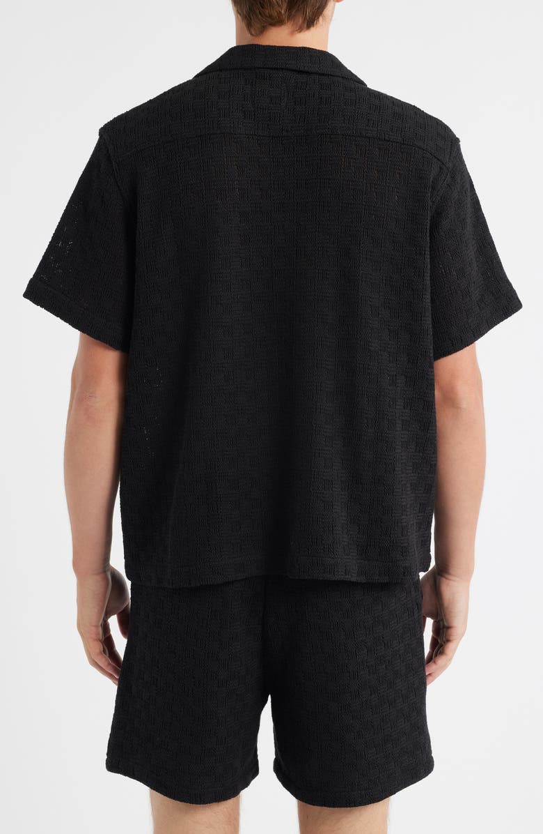 RIZORT Gregory Basket Weave Knit Camp Shirt, Alternate, color, Black