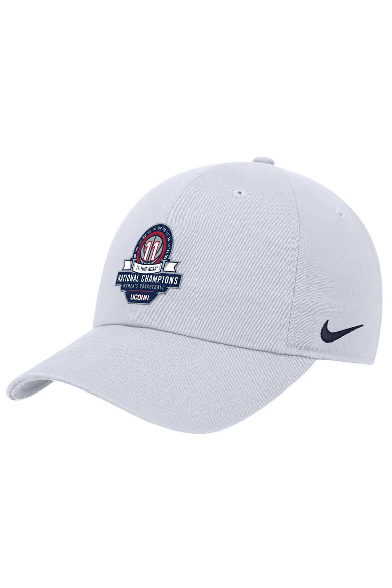 Men's Nike White UConn Huskies 11-Time NCAA Champions Club Adjustable Hat, Main, color, White