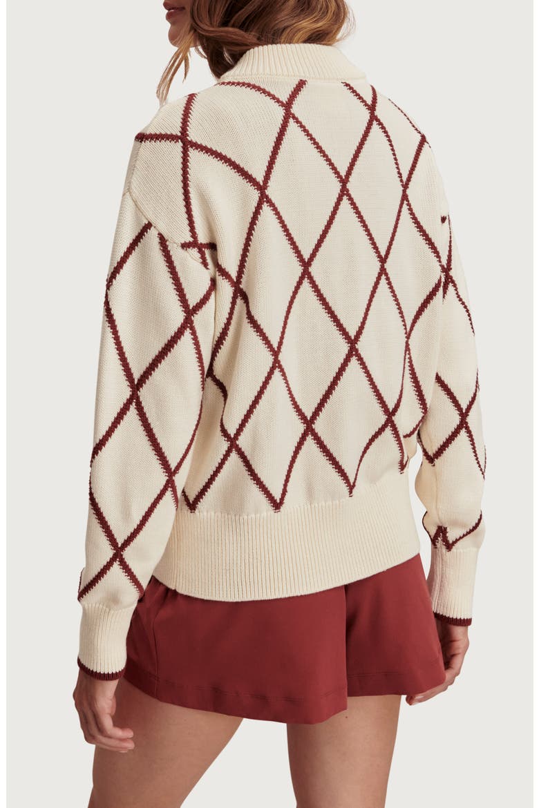 Nile Cotton Bomber Cardigan, Alternate, color, IVORY / PORT