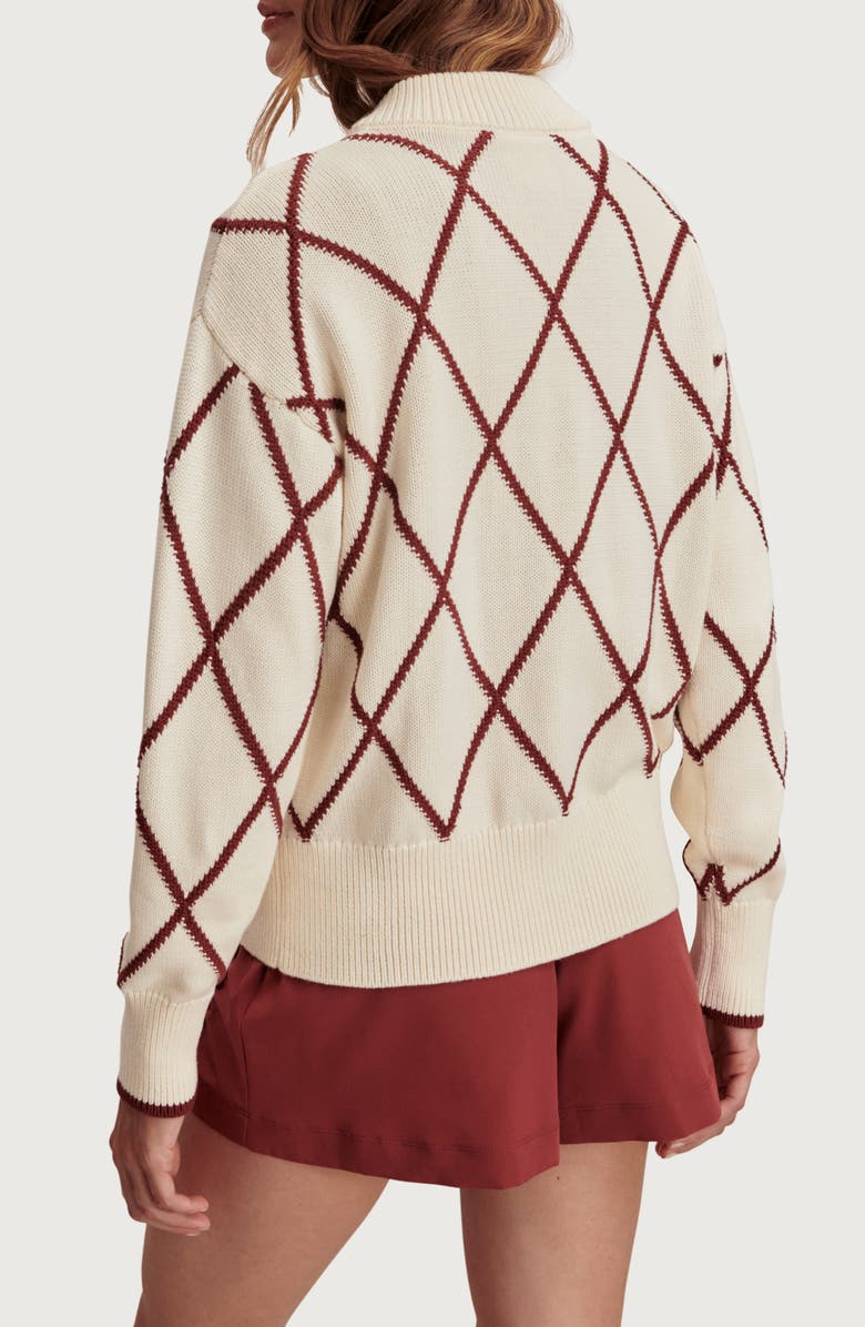 Varley Nile Cotton Bomber Cardigan, Alternate, color, Ivory / Port