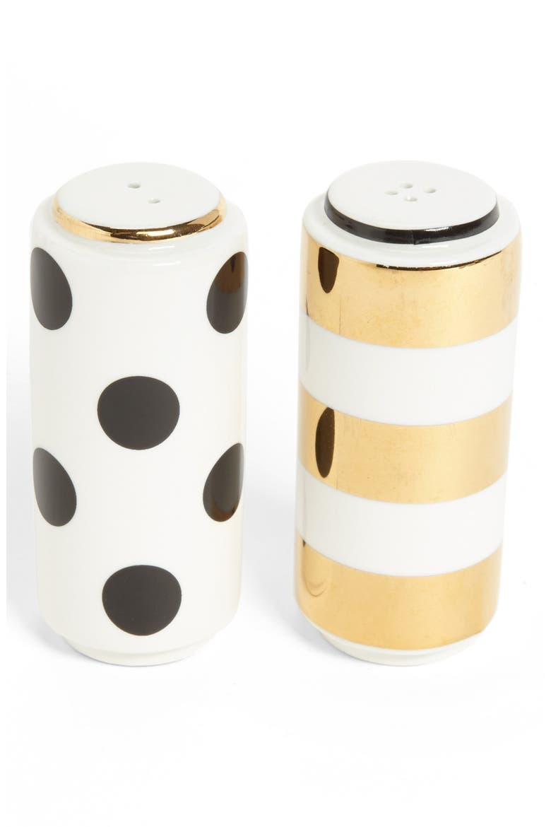 'fairmount park - dot stripe' salt & pepper set, Main, color, WHITE