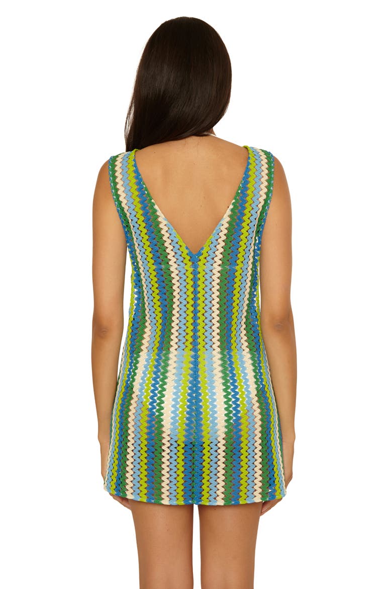 Island Waves Sheer Cover-Up Mini Sundress, Alternate, color, GREEN APPLE