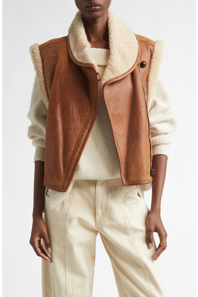 Alime Genuine Shearling Vest, Main, color, COGNAC