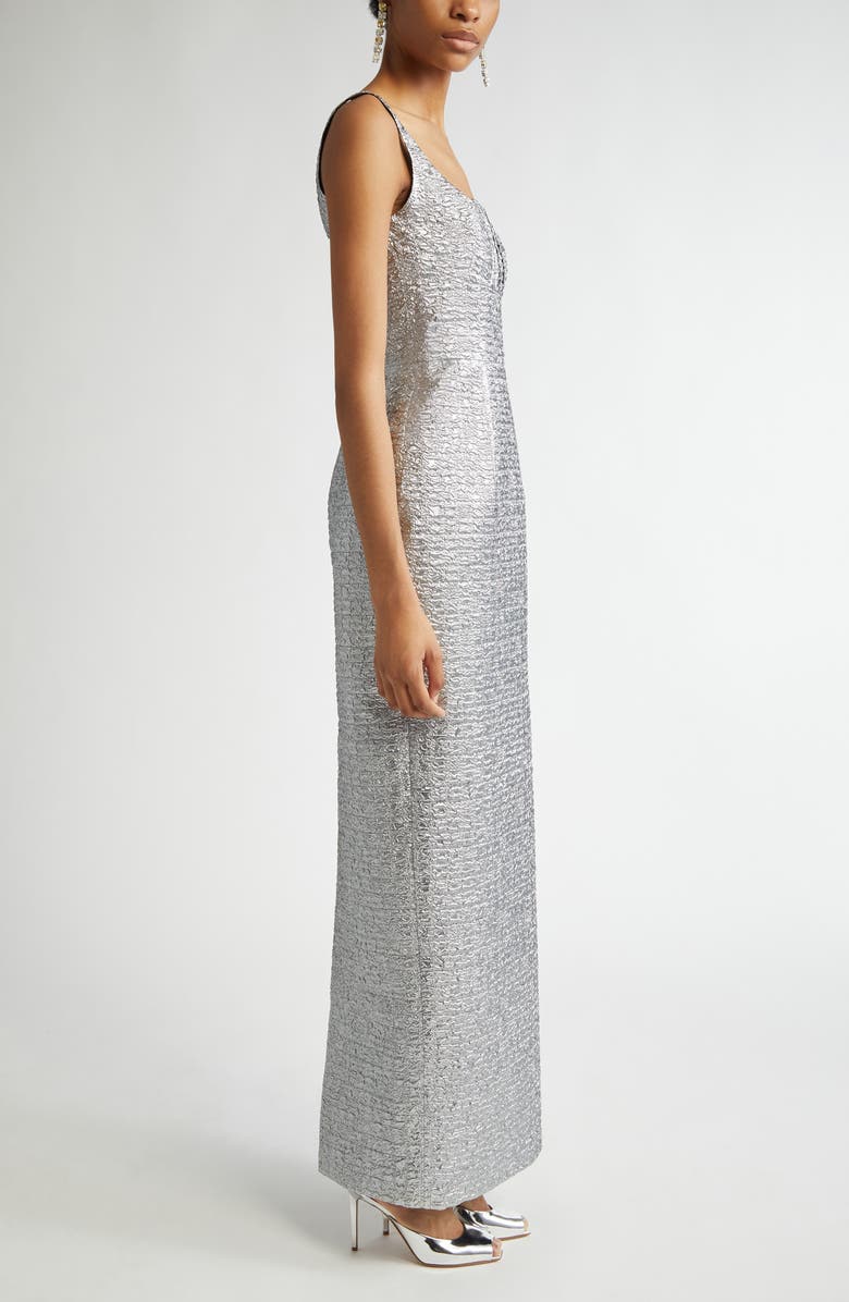 Emilia Wickstead Sharon Metallic Seersucker Evening Dress, Alternate, color, 