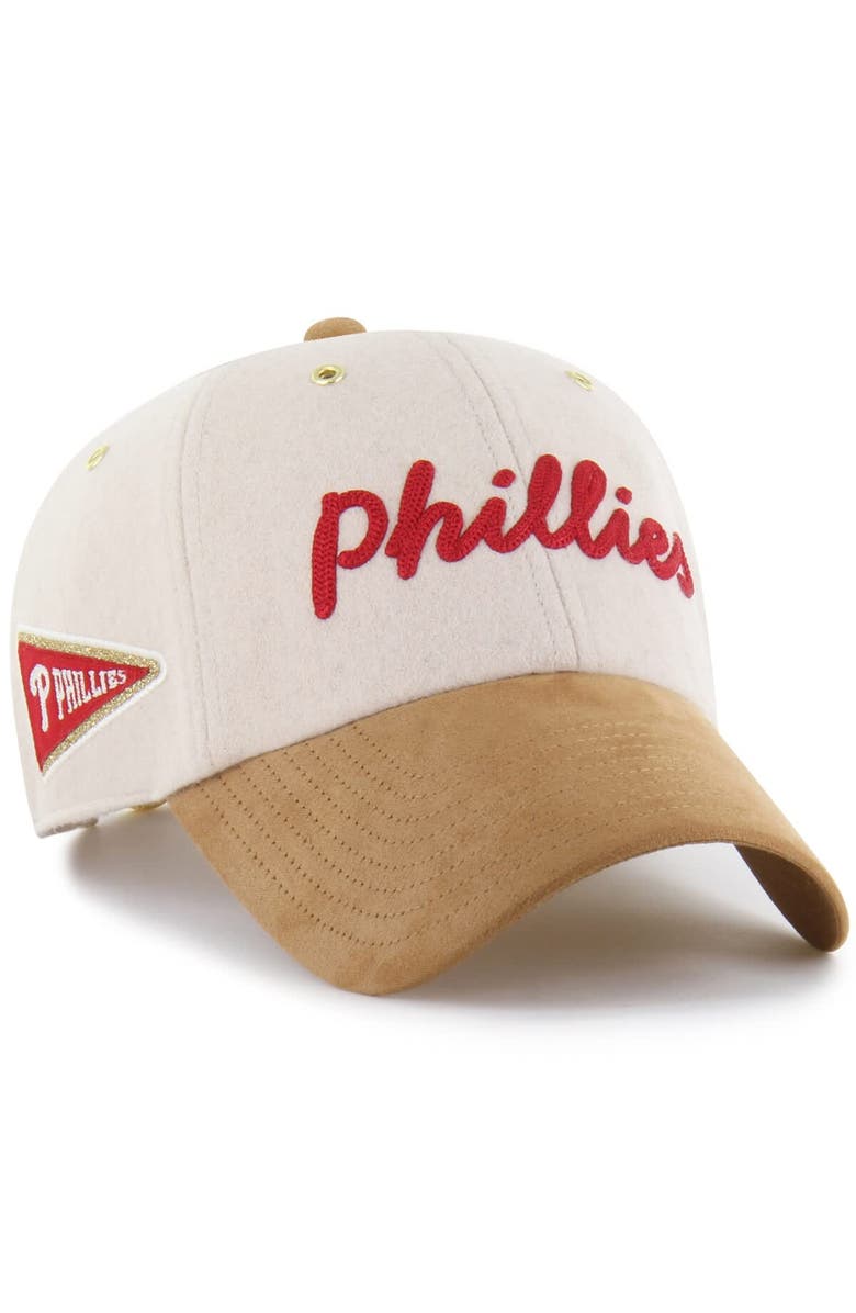 Stoney Clover Lane X '47 Men's '47 x Stoney Clover Lane  Natural/Tan Philadelphia Phillies Script Charm Clean Up Adjustable Hat, Main, color, Natural