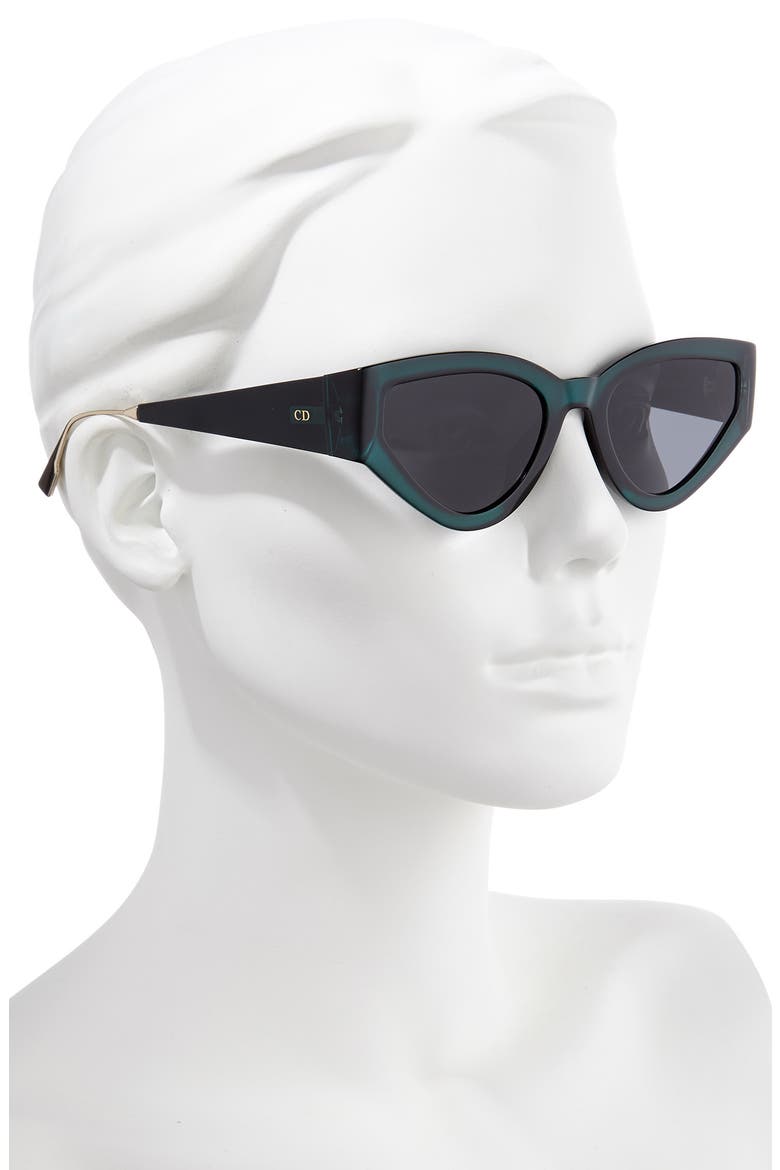 Catstyle1 53mm Cat Eye Sunglasses, Alternate, color, GREEN/ GREY AR