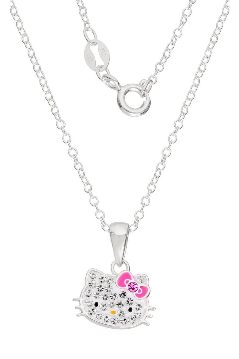 x Hello Kitty® Pendant Necklace & Stud Earrings Set, Alternate, color, PINK AND SILVER