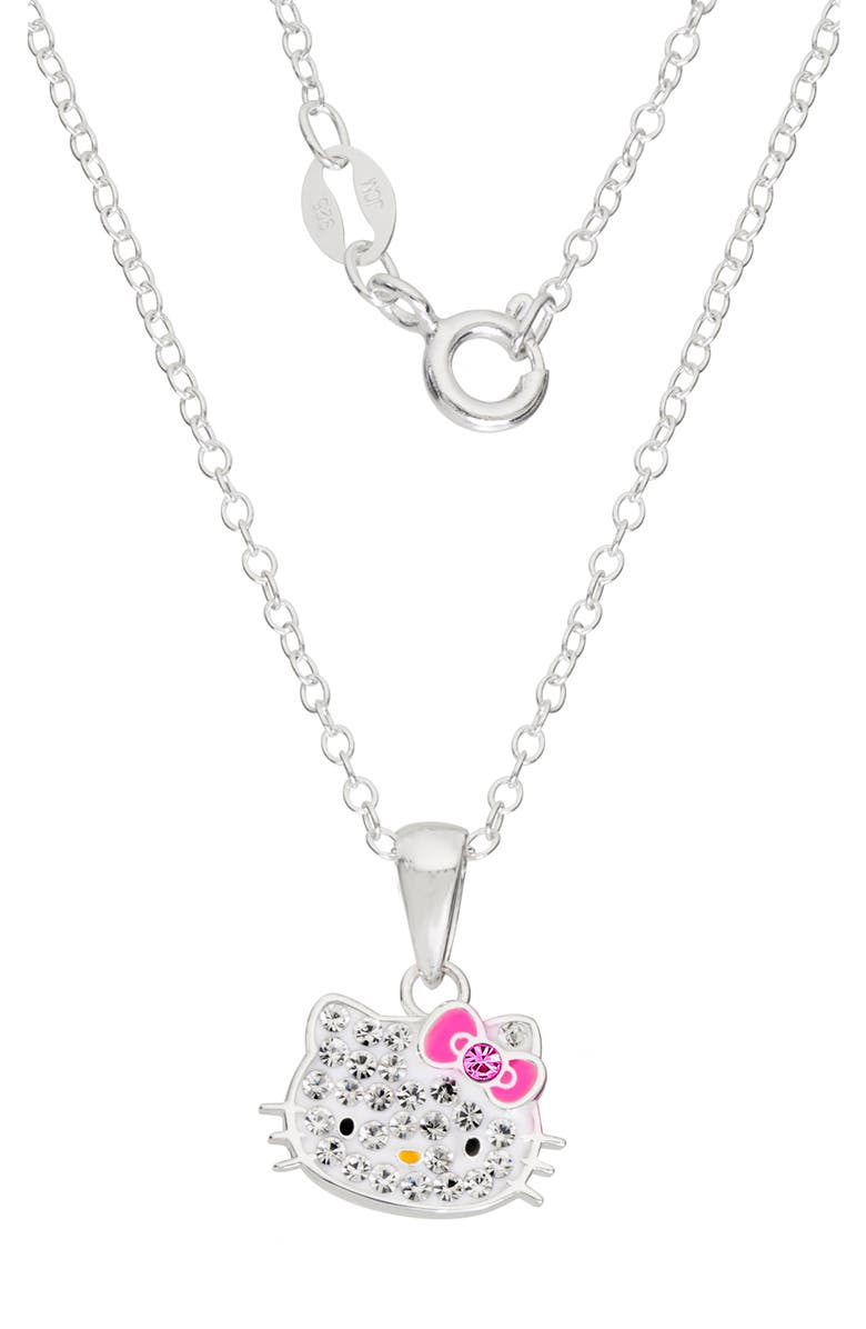 Jacmel x Hello Kitty<sup>®</sup> Pendant Necklace & Stud Earrings Set, Alternate, color, Pink And Silver
