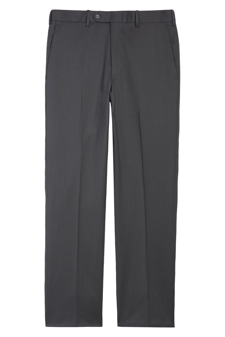Torino Classic Fit Flat Front Solid Dress Pants, Alternate, color, GUNMETAL