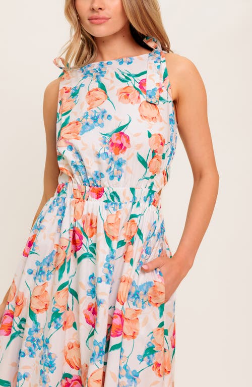 Flying Tomato Tie Strap Fit & Flare Midi Dress In Blue