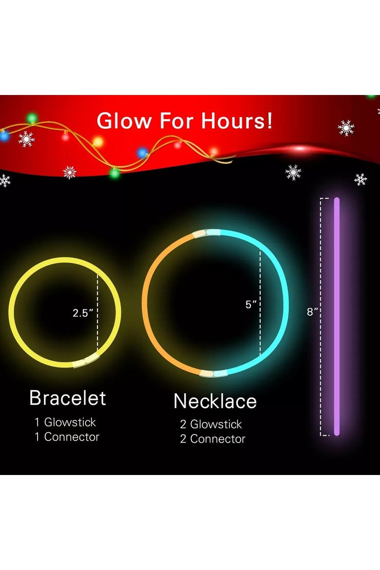 100-Piece Assorted Neon Glow Stick Party Set, Alternate, color, Assorted