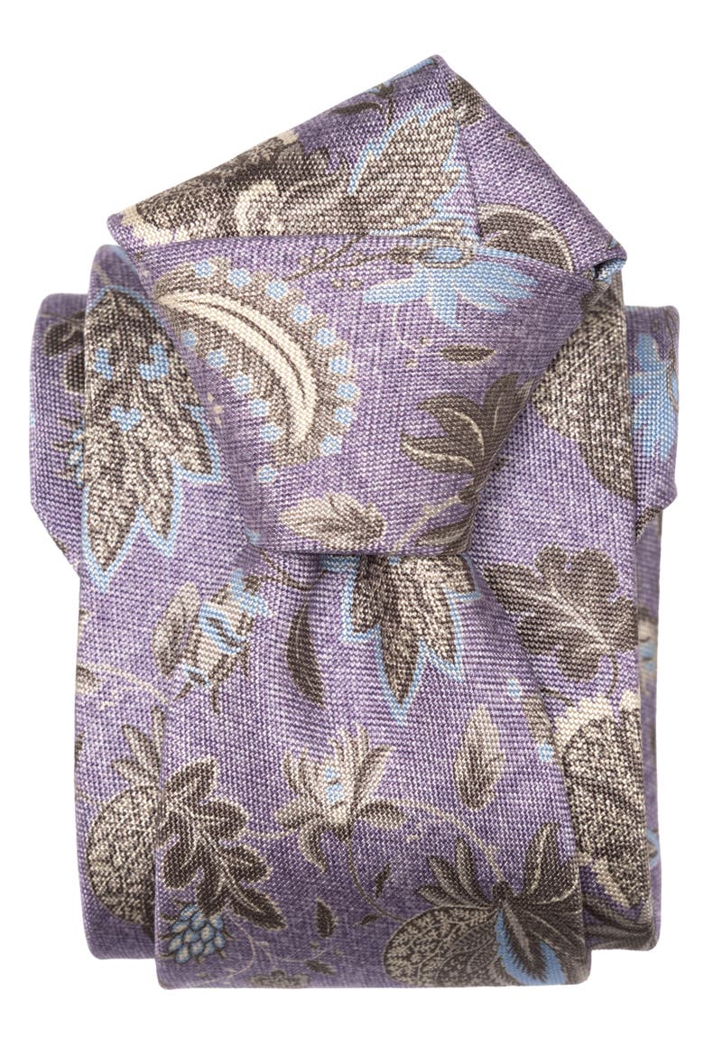 Medici - Printed Silk Tie for Men, Alternate, color, Lavender