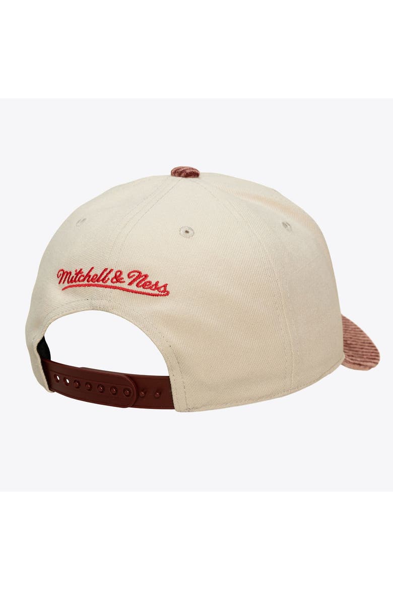 Men's Mitchell & Ness Cream/Red Philadelphia 76ers Washed Corduroy Pro Crown Snapback Hat, Alternate, color, Cream