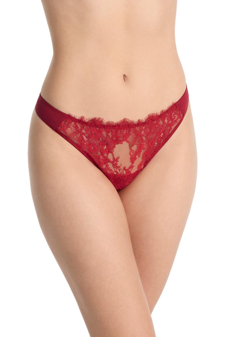 Entice Lace Front Thong, Alternate, color, Scarlet