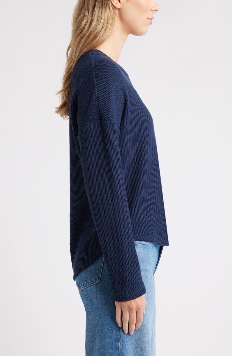 Caslon<sup>®</sup> Long Sleeve Waffle Knit T-Shirt, Alternate, color, Navy Still