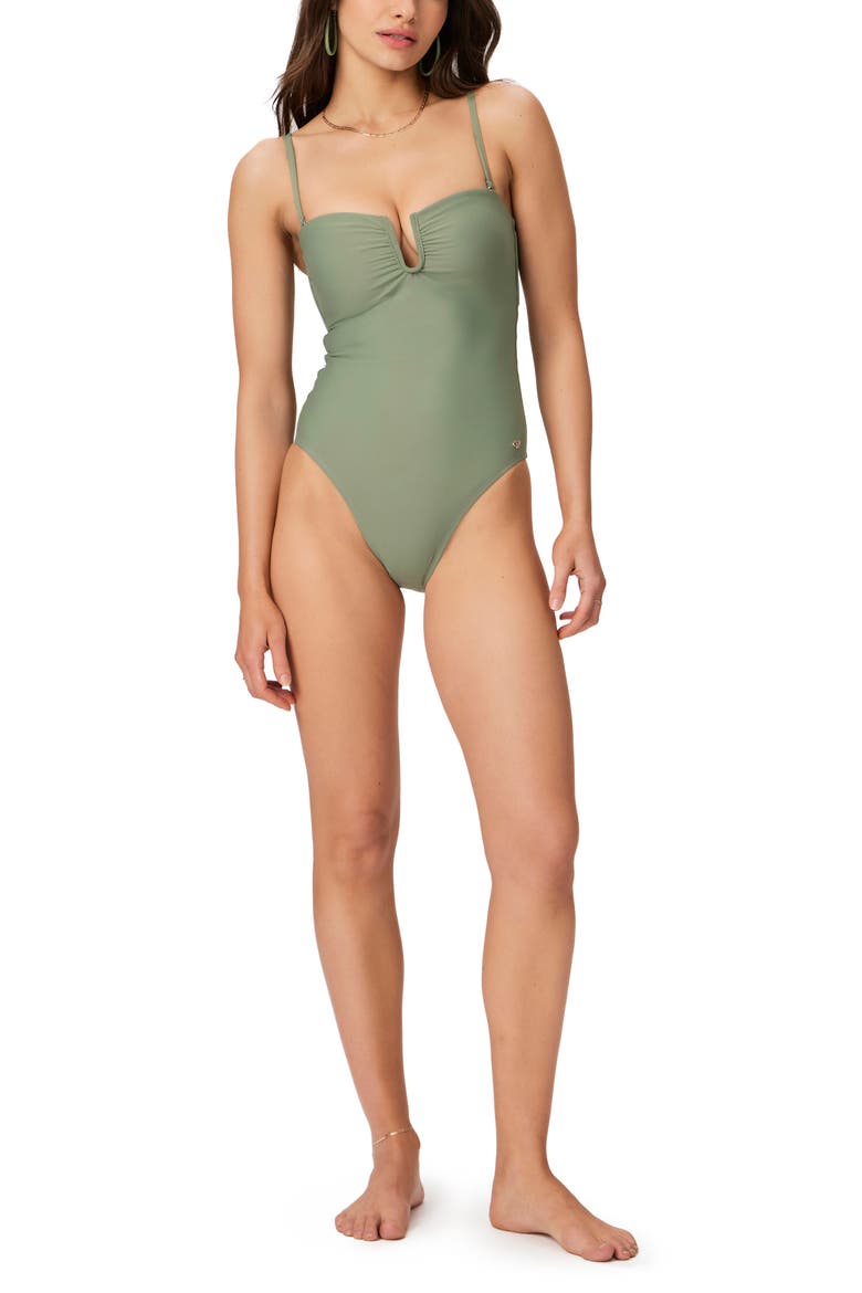 Gianna U-Ring One-Piece Swimsuit, Alternate, color, ALOE