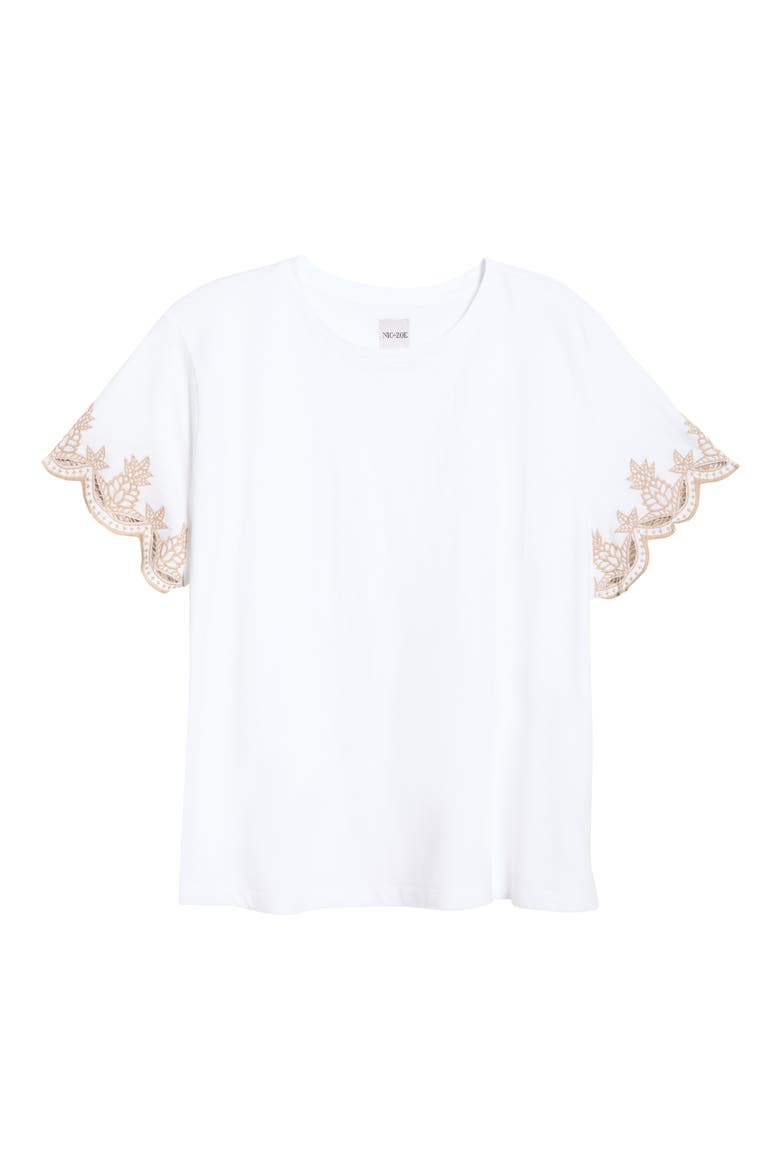Deco Sleeve Cotton Top, Alternate, color, PAPER WHITE