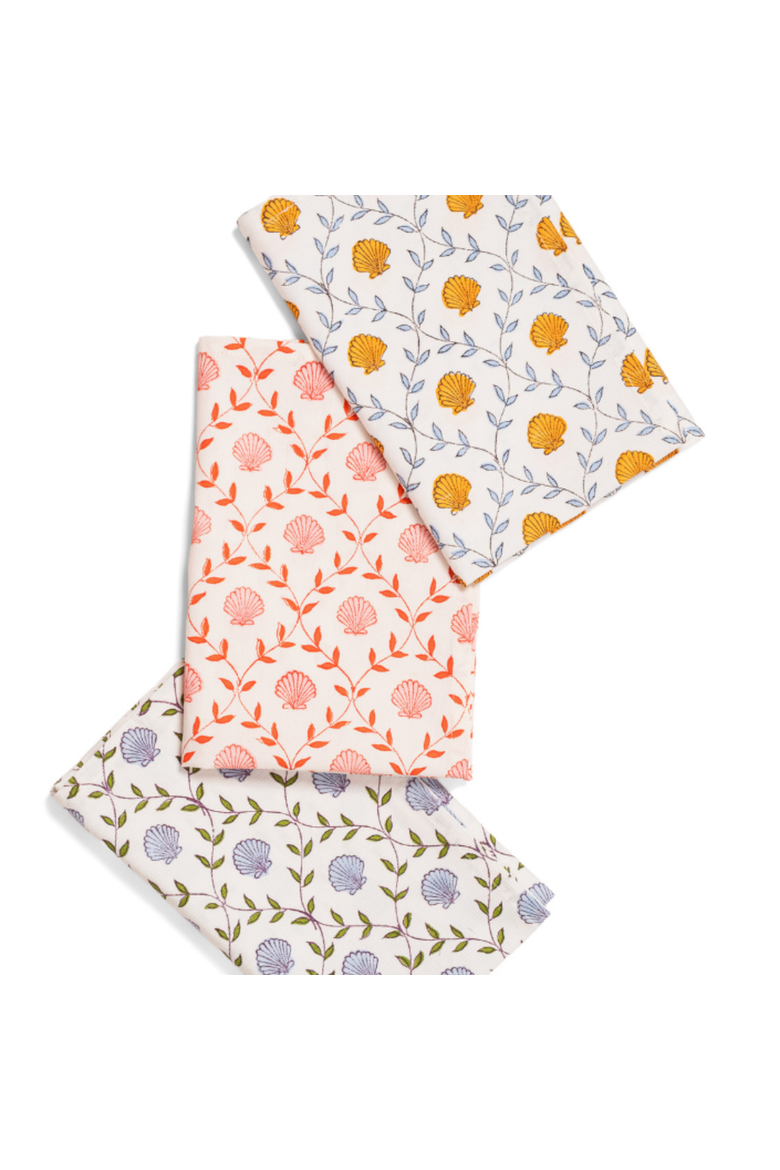 Seashell Blockprint Napkins - Set of 4, Alternate, color, Pink