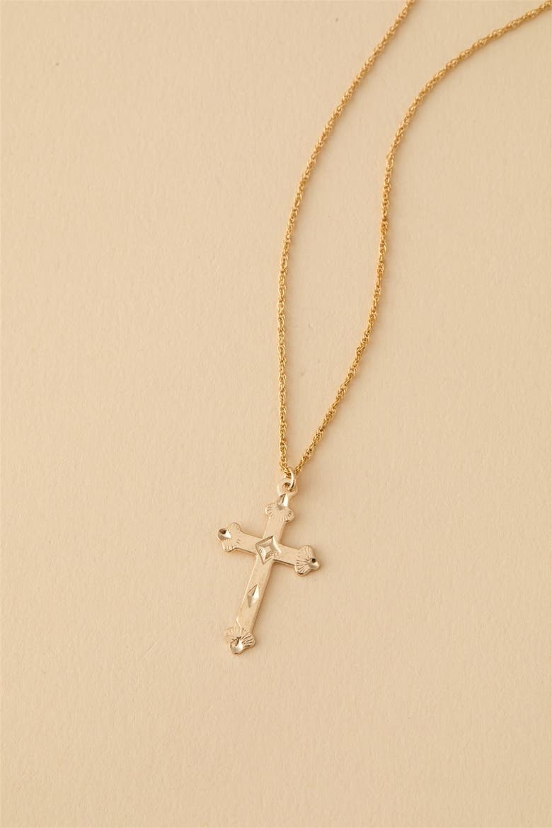 Julian Cross Necklace, Alternate, color, Gold