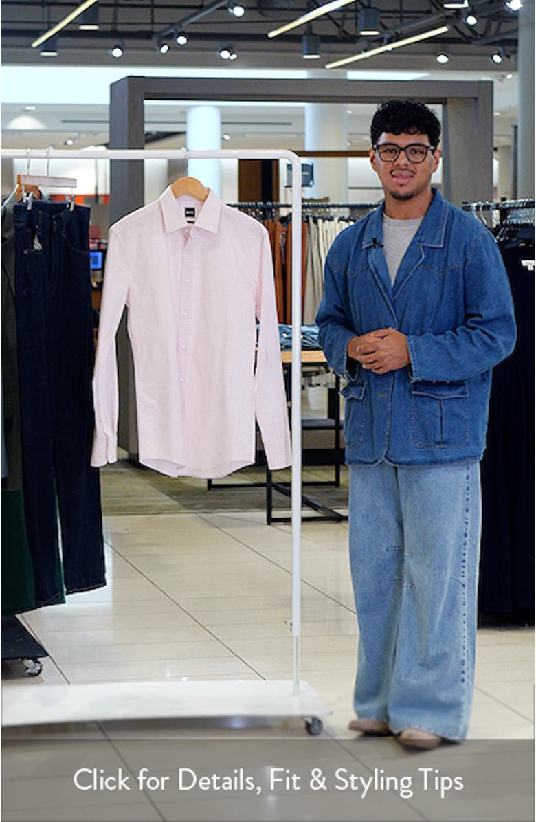 Hank Slim Fit Pink Check Stretch Cotton Dress Shirt, sales video thumbnail