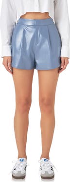 Grey Lab Shiny Faux Leather Shorts