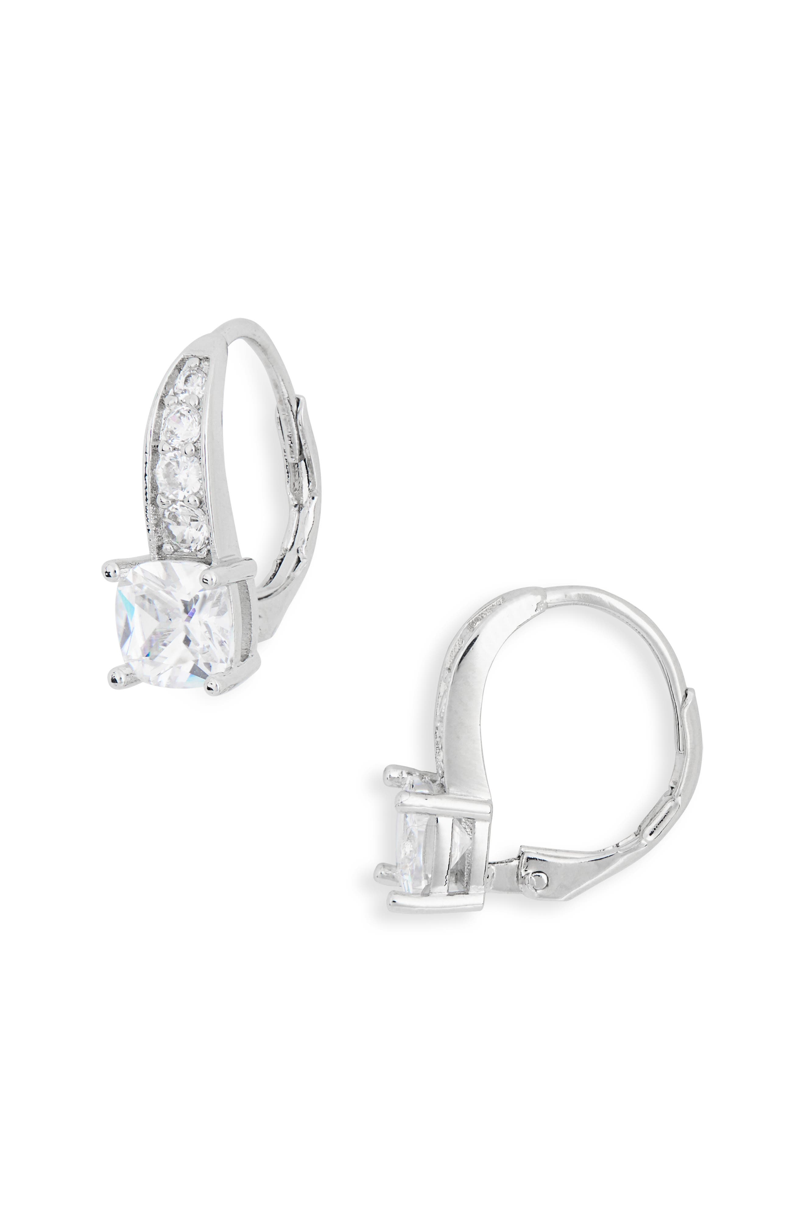 NORDSTROM RACK Cushion Cut Cubic Zirconia Hoop Earrings