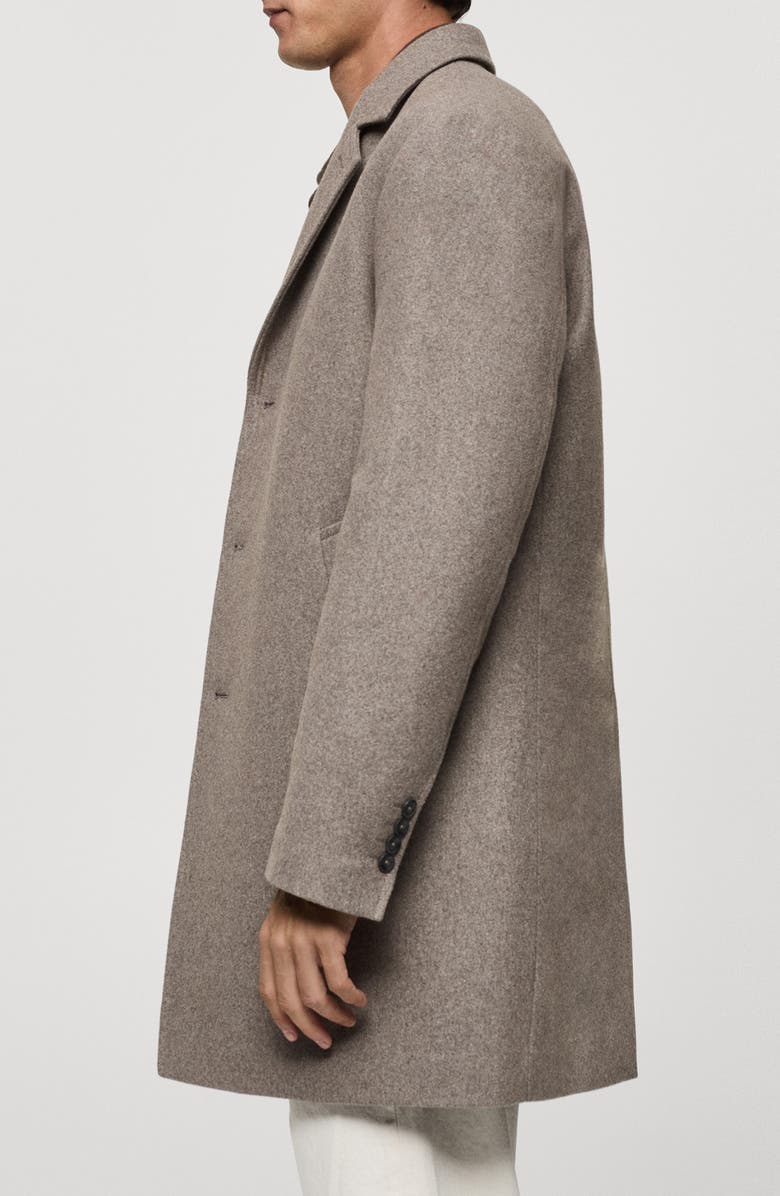 MANGO Wool Blend Coat with Quilted Lining, Alternate, color, Medium Brown