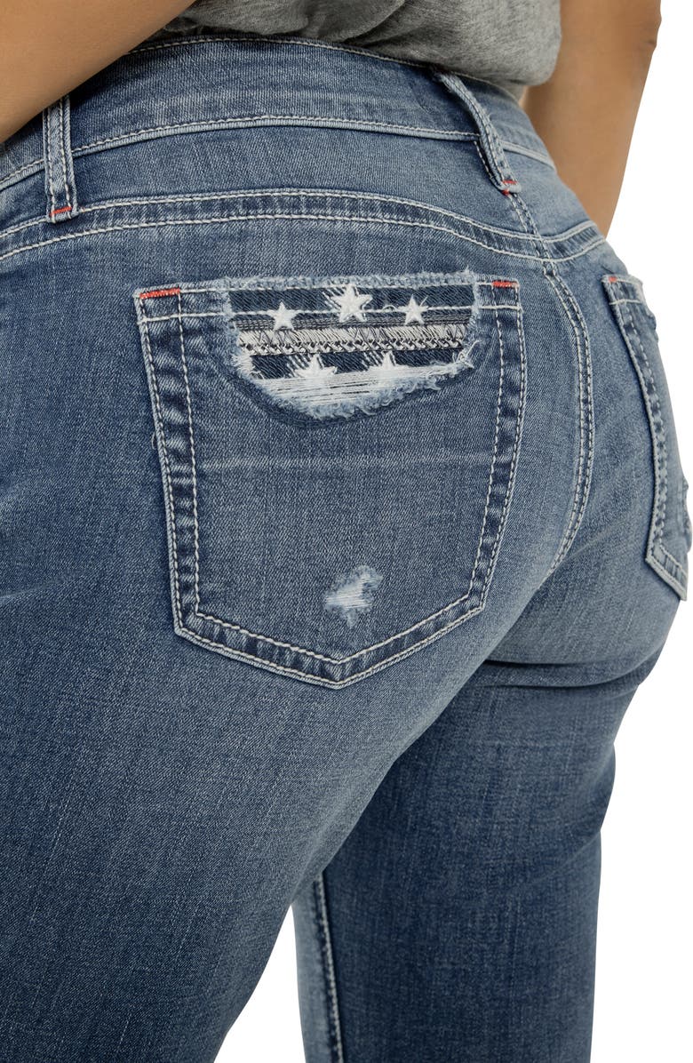 Silver Jeans Co. Elyse Curvy Distressed Mid Rise Capri Jeans, Alternate, color,