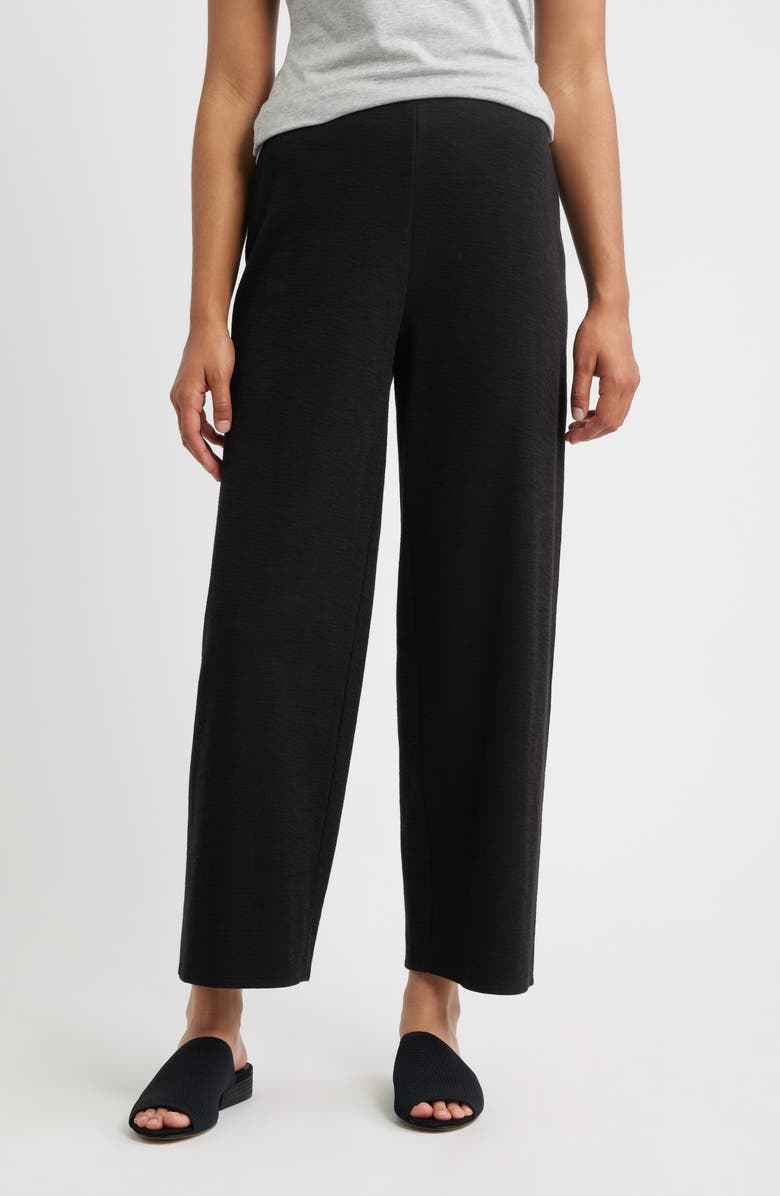 Eileen Fisher Organic Cotton Ankle Straight Leg Pants, Main, color, Black