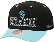 Mitchell & Ness Men's Mitchell & Ness Black/Light Blue Seattle Kraken Backside Script Two-Tone Pro Crown Adjustable Hat