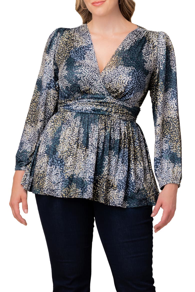 Leah Gathered Top, Main, color, BLUE MULTI
