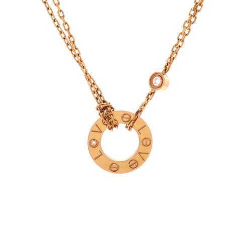 2 Diamonds Love Pendant Necklace 18K Rose Gold and Diamonds