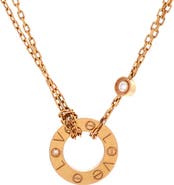 Pre-Owned Cartier 2 Diamonds Love Pendant Necklace 18K Rose Gold and Diamonds