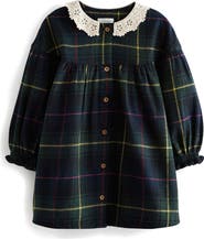 NEXT Kids' Plaid Lace Collar Cotton Blend Dress