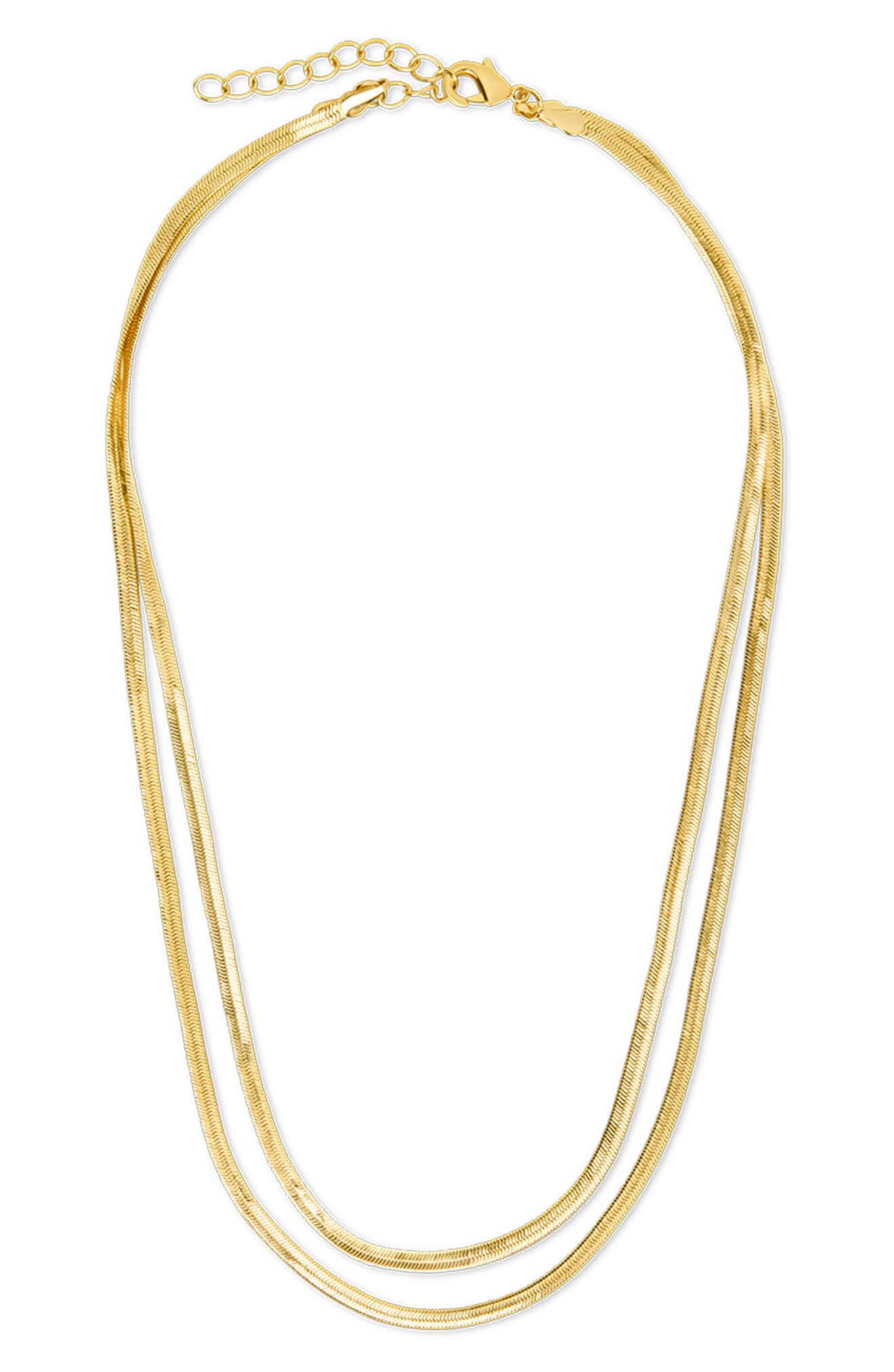 Sterling Forever Double Row Herringbone Chain Necklace