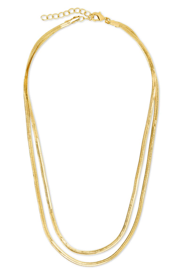 Double Row Herringbone Chain Necklace, Main, color, GOLD