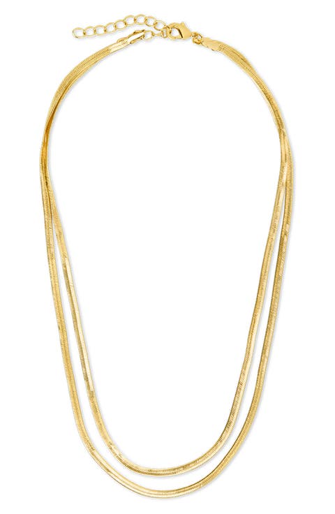 Double Row Herringbone Chain Necklace